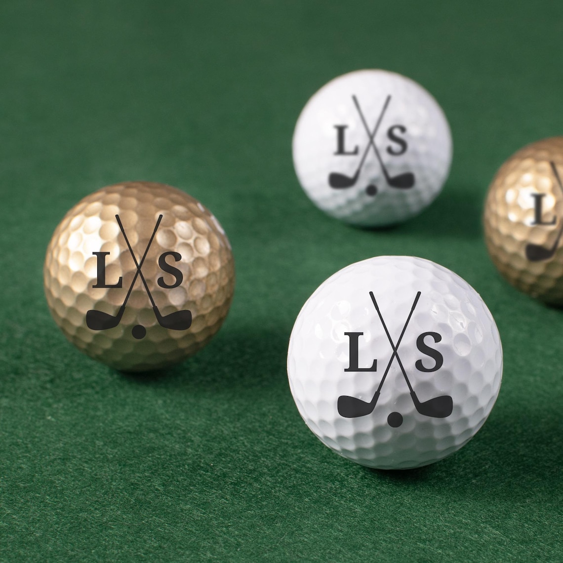 Crossed Clubs Initials Custom Golf Ball, Personalized Golfing Gift for ...