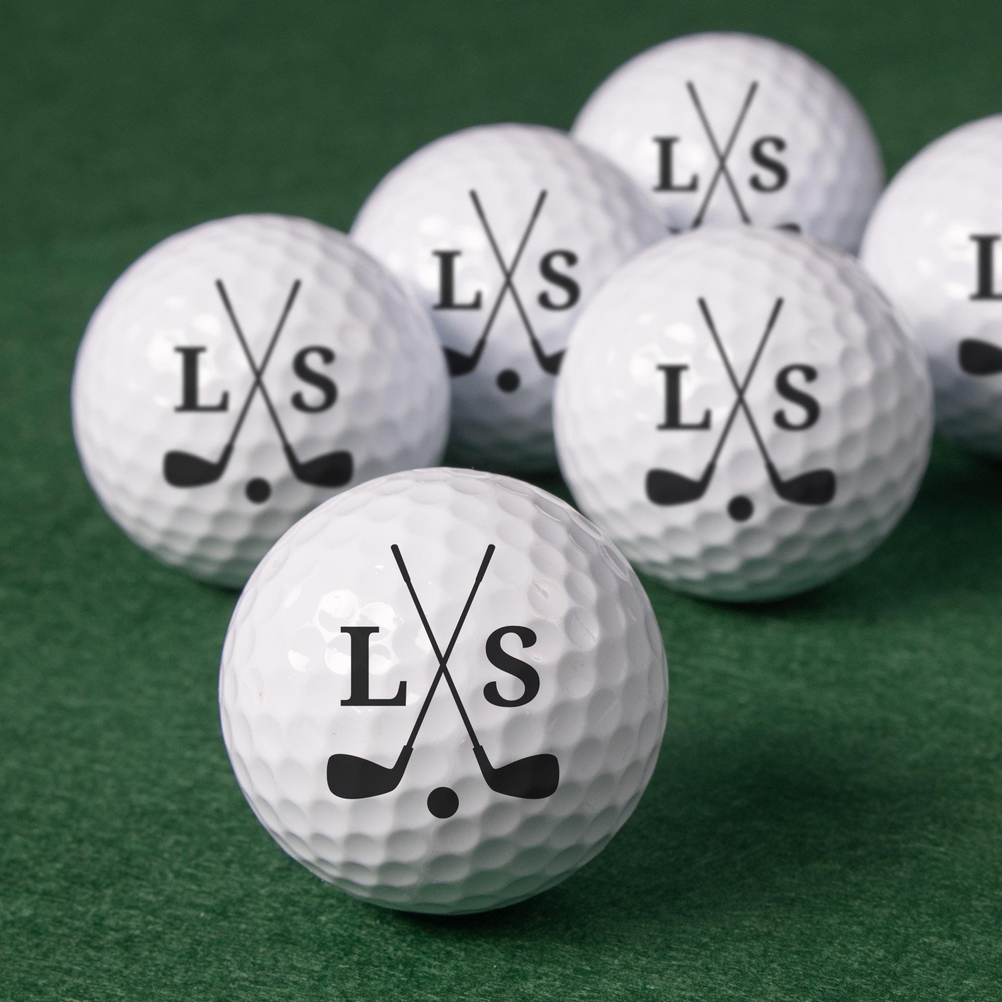 Crossed Clubs Initials Custom Golf Ball, Personalized Golfing Gift for ...