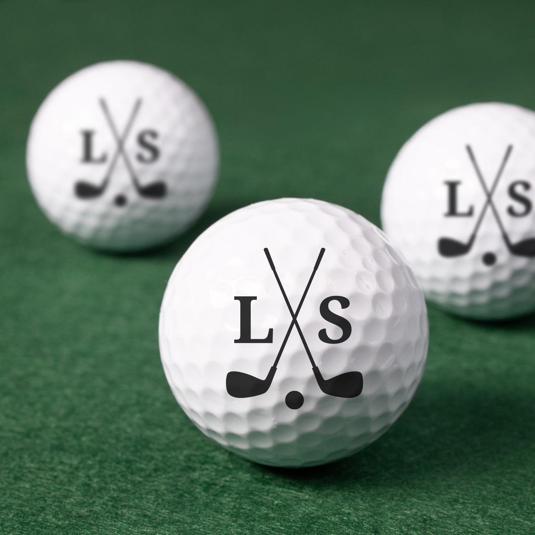 Crossed Clubs Initials Custom Golf Ball, Personalized Golfing Gift for ...