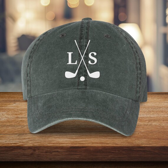 Crossed Clubs Initials Custom Embroidered Pigment Dyed Hat 
