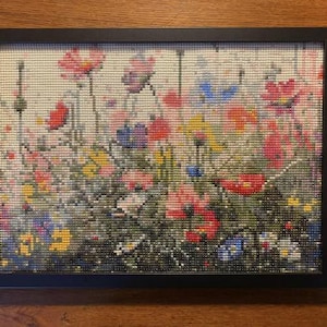 Diamond Art Painting, Fiori, Papaveri, colorato, completato, incorniciato