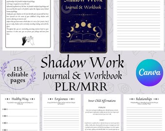 Shadow Work Journal, Printable Grimoire Pages, Inner Child Healing Prompts, Canva Template, PLR MRR Editable Workbook, Mental Health Planner