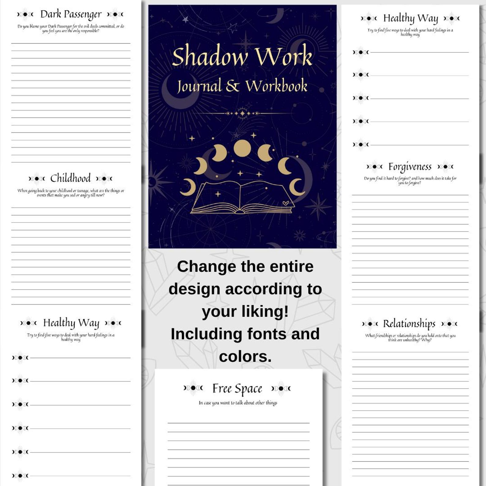 Shadow Work Journal, Printable Grimoire Pages, Inner Child Healing Prompts, Canva Template, PLR ...