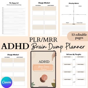 PLR ADHD Brain Dump Template, ADHD Daily Planner, Productivity, Priority Matrix, Work Day, Thoughts Organizer, Brain Dump, Journal Printable