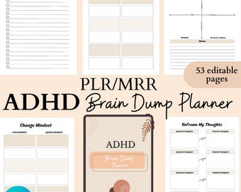 PLR ADHD Brain Dump Template, ADHD Daily Planner, Productivity, Priority Matrix, Work Day, Thoughts Organizer, Brain Dump, Journal Printable