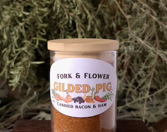 Condimento de jamón y tocino confitado Gilded Pig, bolsa resellable de 2 oz