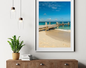 Turks and Caicos Beach Serenity – Ocean, Sky, and Sand Coastal Photography Print