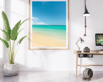 Turks and Caicos Beach Serenity – Ocean, Sky, and Sand Coastal Photography Print