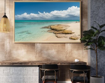 Turks and Caicos Beach Serenity – Ocean, Sky, and Sand Coastal Photography Print