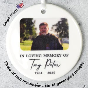 Personalized Memorial Christmas Ornament, Remembrance Gifts, Loss of Father Gift,  Photo Ornament, Sympathy Gift, Mom Loss Ornament