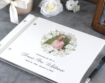 Custom Photo Memorial Guest Book, Celebration of Life Memory Book, Loss of Mother Gift, Sympathy Gift, Remembrance Gift, Funeral Guest Book