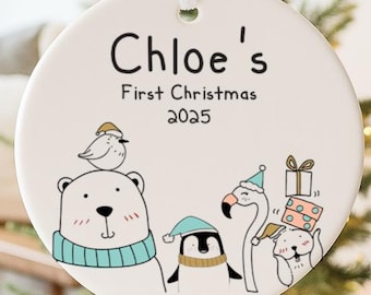 Personalized First Christmas Ornament, Baby Ornament Gift, Christmas Tree Ornament, First Christmas Gift, Baby Name Ornament, Kids Ornament