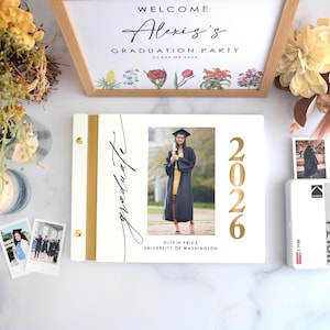 Class of 2026 Graduation Guest Book, Custom Polaroid Guestbook, Grad Party Sign in Book, Graduation Advice and Wishes