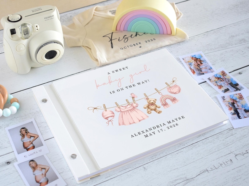 A Sweet Baby Is On the Way - Custom Baby Shower Guest Book, Girl or Boy Baby Shower, Baby Predictions and Advice Polaroid Guest Book