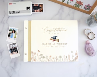 Personalized 2026 Graduation Guest Book, Floral Grad Party Sign In Book, Polaroid Guestbook, Graduation Advice and Wishes