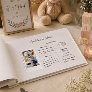We Can Bearly Wait Baby Shower Guest Book, Baby Predictions and Advice, Personalized Baby Photo Album, Baby Shower Gift for New Parents