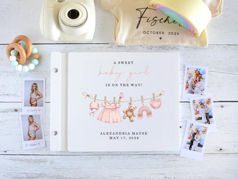 A Sweet Baby Is On the Way Baby Shower Guest Book, Custom Baby Memory Book, Baby Predictions and Advice Polaroid Guest Book