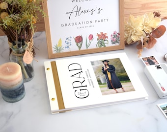 Personalized Graduation Guest Book, Grad Party Sign in Book, Class of 2026 Graduation Advice and Wishes Album, Polaroid Guestbook