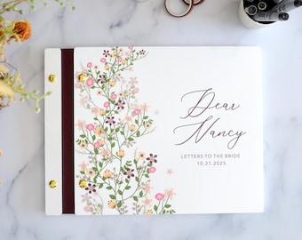 Livre de lettres de fleurs sauvages à la mariée, album de scrapbooking pour la mariée, cadeau de shower de bébé, cadeaux de mariage, cadeau de mariée, livre conseils pour la future mariée