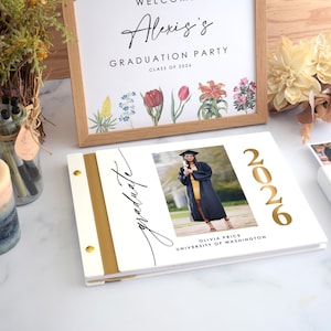 Class of 2026 Graduation Guest Book, Custom Polaroid Guestbook, Grad Party Sign in Book, Graduation Advice and Wishes