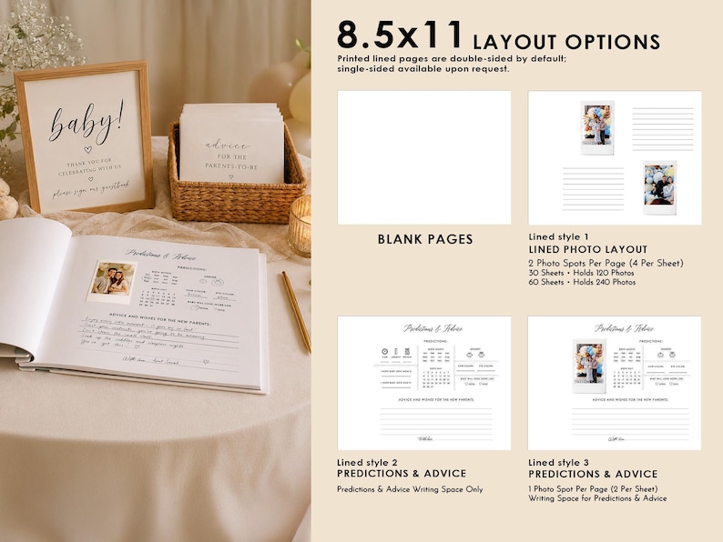 A Sweet Baby Is On the Way - Custom Baby Shower Guest Book, Girl or Boy Baby Shower, Baby Predictions and Advice Polaroid Guest Book image 11
