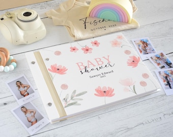 Poppy Baby Shower Guest Book, Custom Baby Memory Book, Baby Shower Gift, Advice for Mom to be Book, Guest Sign In Book, Baby Photo Album
