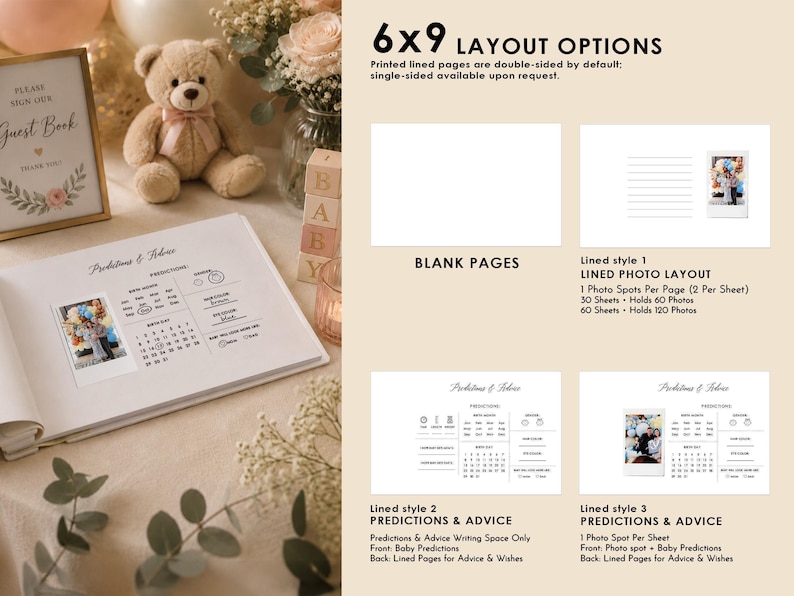 A Sweet Baby Is On the Way - Custom Baby Shower Guest Book, Girl or Boy Baby Shower, Baby Predictions and Advice Polaroid Guest Book image 10