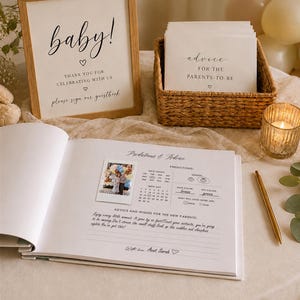 We Can Bearly Wait Baby Shower Guest Book, Baby Predictions and Advice, Personalized Baby Photo Album, Baby Shower Gift for New Parents