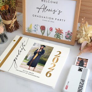 Class of 2026 Graduation Guest Book, Custom Polaroid Guestbook, Grad Party Sign in Book, Graduation Advice and Wishes