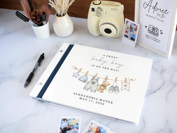A Sweet Baby Is On the Way - Custom Baby Shower Guest Book, Girl or Boy Baby Shower, Baby Predictions and Advice Polaroid Guest Book