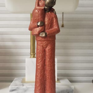 Vintage Genesis Fine Arts Sculpture: Father & Daughter, Cold Cast Bronze Resin