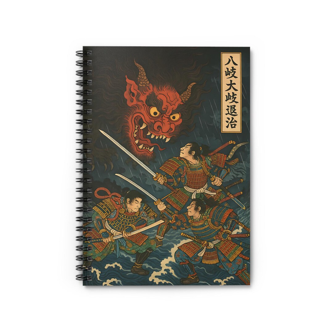 Samurai Notebook Samurai Vs Oni Demon Notebook | Japanese Art Journal | Ukiyo-e Warrior ...