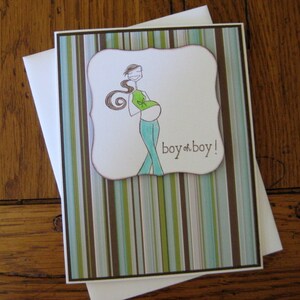 boy oh boy Expecting Brunette Mother Baby Boy Handmade Card image 2