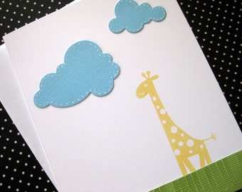 Yellow Giraffe - handmade baby greeting card