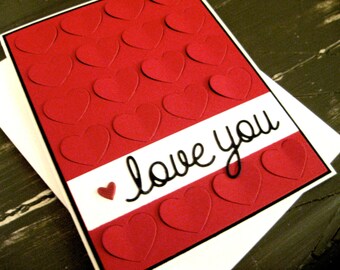 love you with fluttering hearts - Handmade Greeting Card