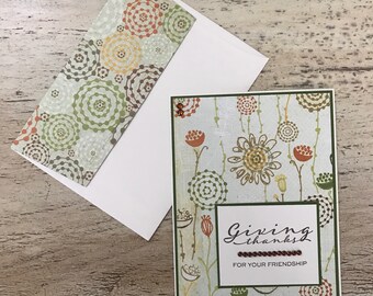 Giving Thanks...for your Friendship - Handmade Thanksgiving Greeting Card