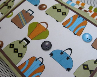 Cool, Funky, Retro Bowling Ball and Bag Stationery - Set of 6 - Handmade Set of Notecards