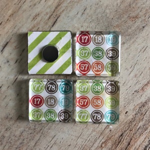 Bingo Numbers square glass magnets set of 4 image 4