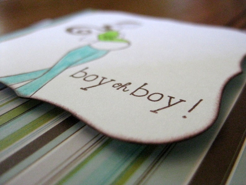 boy oh boy Expecting Brunette Mother Baby Boy Handmade Card image 3