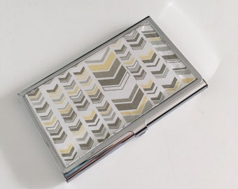 Business Card Holder - Gray, Yellow and White Arrows