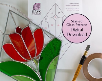 Tulip Diamond Stained Glass Pattern Digital Download