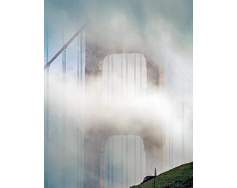 Golden Gate Bridge Photography Print: San Francisco Fog Landscape