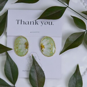 Crystal Half Daisy Earrings | Real Wildflower Earrings | Handmade Pressed Flower Stud Earrings | Birthday Gift For Her