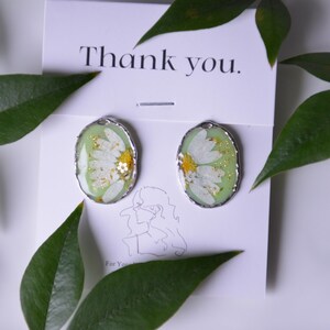 Crystal Half Daisy Earrings | Real Wildflower Earrings | Handmade Pressed Flower Stud Earrings | Birthday Gift For Her