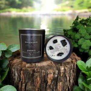 Luxurious Energy Crystal Intention Candle - Eco-friendly Slow Burn Black Obsidian Infused Candle