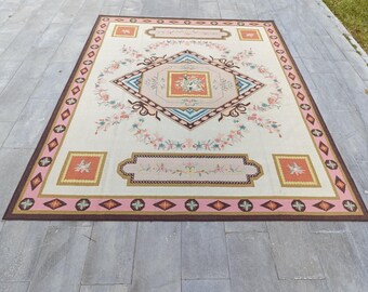8x10 Serbian Kilim Rugs, Europe Kilim Rugs, Living Room Area Rug, Modern Kilim, Wool Kilim Rug, Vintage Area Rug, Neutral Area Rug,