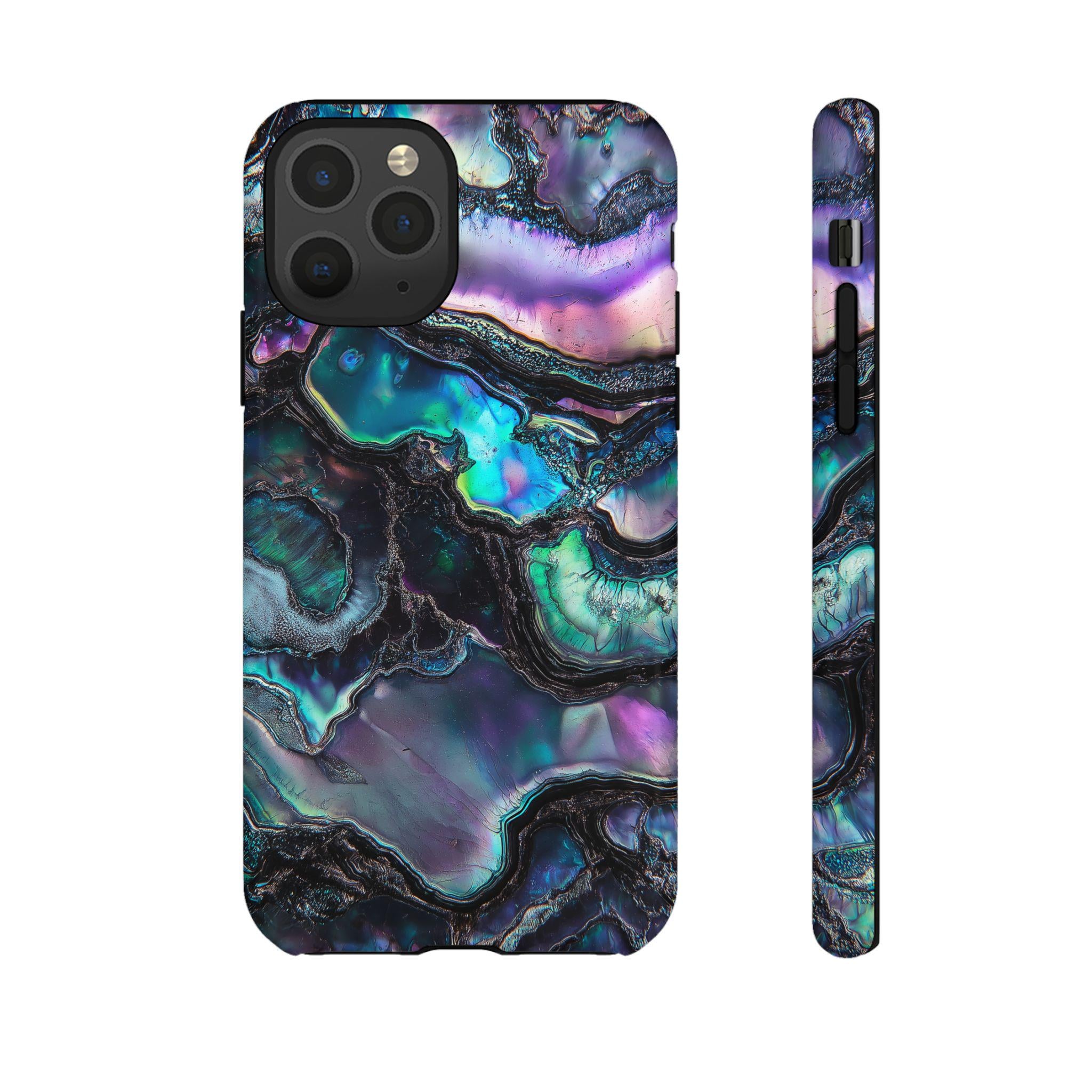Iridescent Abalone Phone Case | Dark Ocean Shell Cover for iPhone 16 15 14 Pro Max, Samsung Galaxy S25 S24, Google Pixel 9 8 7