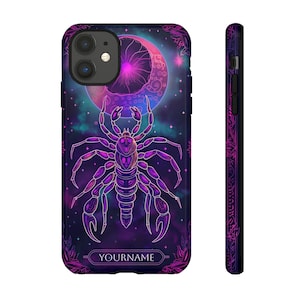 Personalized Horoscope Case, Scorpio Zodiac Phone Case, Stained Glass Scorpio Phone Cover for iPhone 16 14 Pro Max, Samsung Galaxy S25 S24