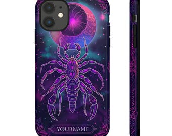 Personalized Horoscope Case, Scorpio Zodiac Phone Case, Stained Glass Scorpio Phone Cover for iPhone 16 14 Pro Max, Samsung Galaxy S25 S24
