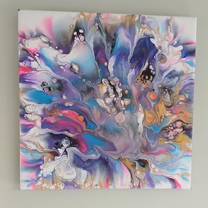Acrylic Fluid Art, Dutch Pour, Bright Colours, With Gold, Wall Art